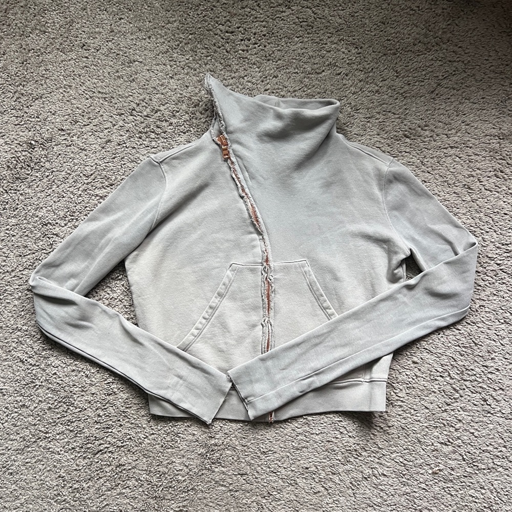 $298 Frank & eileen Gray Melange tee lab Asymmetric Zip Fleece Jacket size XS